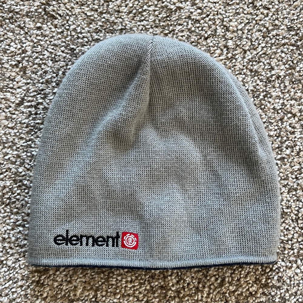 Blue/gray reversible Element Skateboards beanie. One size. Like new.